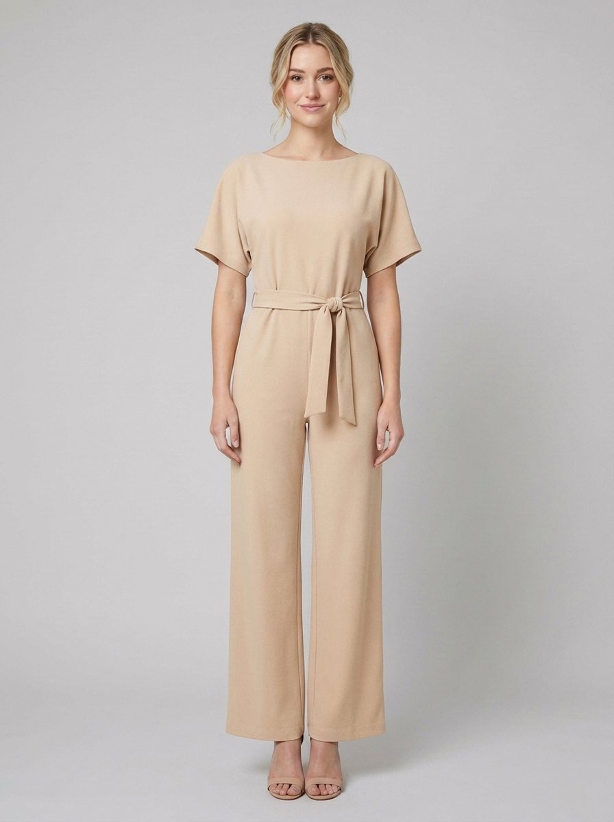 Bella | Elegant Jumpsuit Black, Wide-Leg, Self-Tie Belt