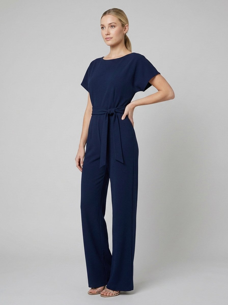 Bella | Elegant Jumpsuit Black, Wide-Leg, Self-Tie Belt