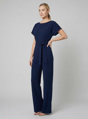 Bella | Elegant Jumpsuit Black, Wide-Leg, Self-Tie Belt