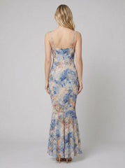 Bella | Floral Maxi Dress Mermaid Silhouette, Summer Wedding Guest Dress