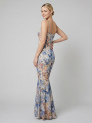 Bella | Floral Maxi Dress Mermaid Silhouette, Summer Wedding Guest Dress