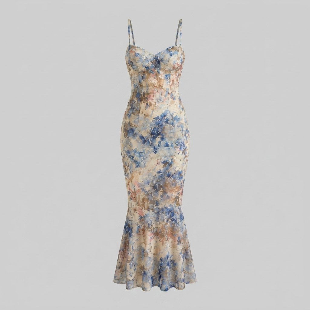 Bella | Floral Maxi Dress Mermaid Silhouette, Summer Wedding Guest Dress