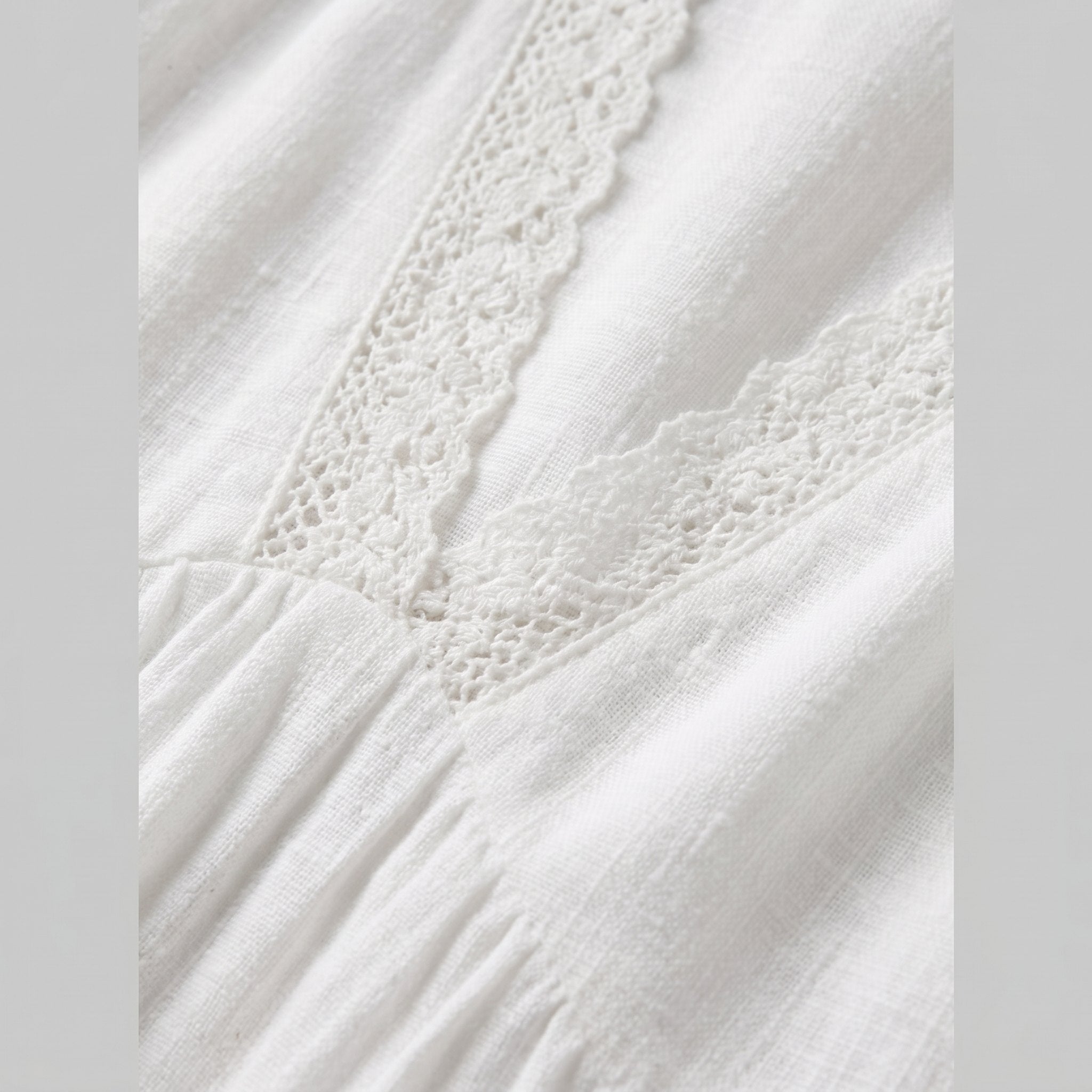 Bella | Mini Dress Cotton-Linen Blend, Lace V-Neck Sundress for Women