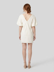 Blythe Womens Dress | Organic Cotton Silk Voile, Mini Length, Bubble Sleeves
