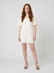 Blythe Womens Dress | Organic Cotton Silk Voile, Mini Length, Bubble Sleeves
