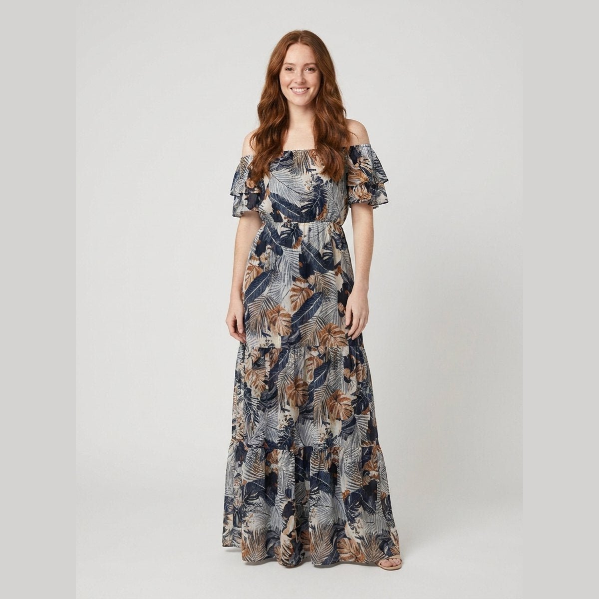 Bora | Floral Maxi Dress Off Shoulder, Bohemian Summer Dress for Wedding Guests