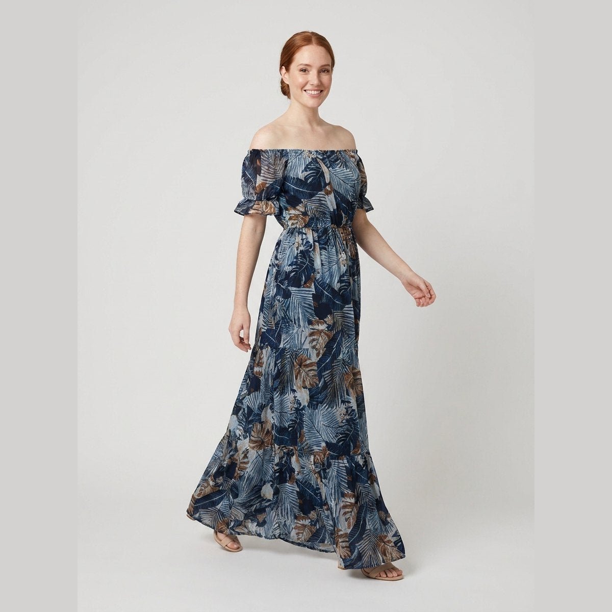 Bora | Floral Maxi Dress Off Shoulder, Bohemian Summer Dress for Wedding Guests