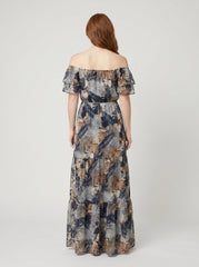Bora | Floral Maxi Dress Off Shoulder, Bohemian Summer Dress for Wedding Guests