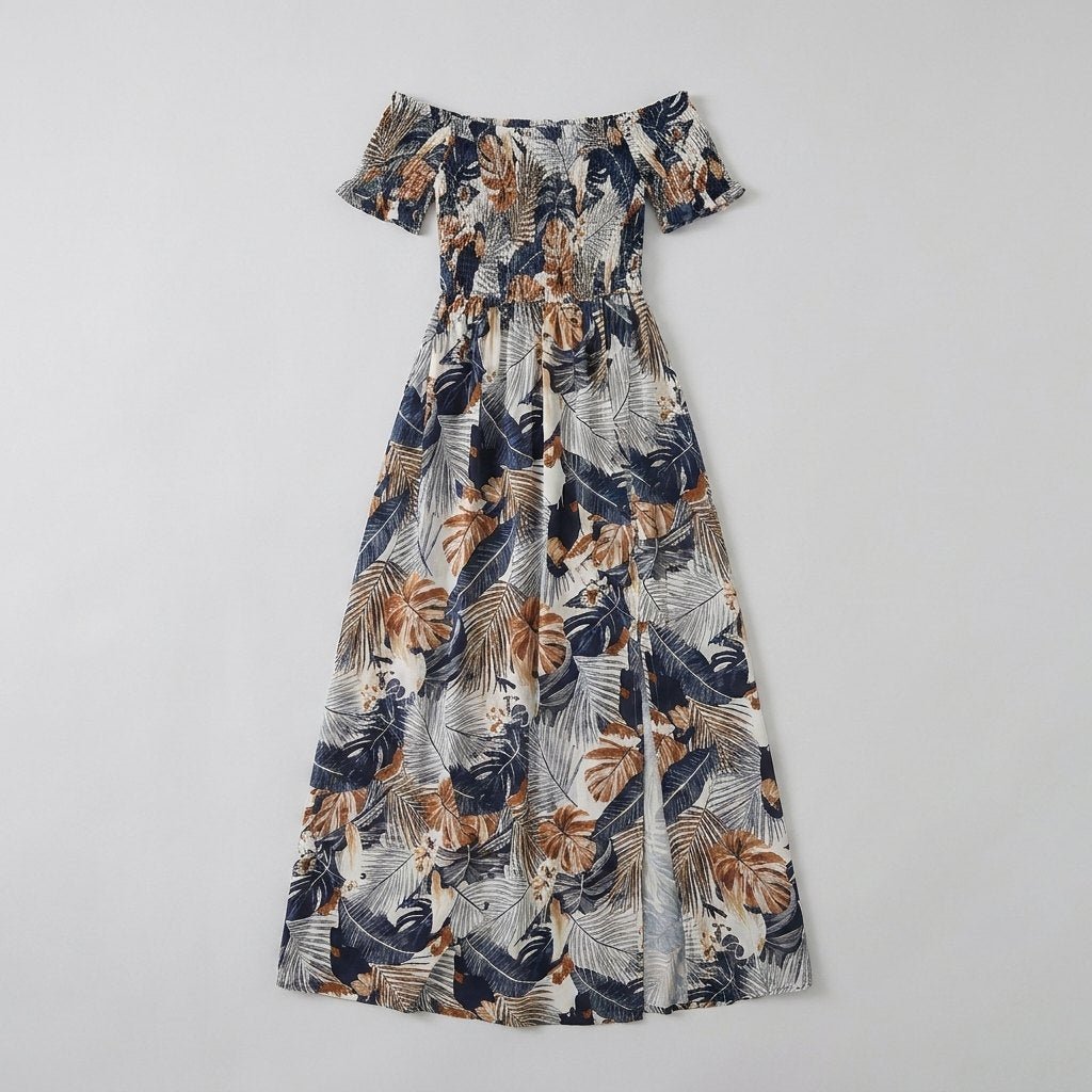 Bora | Floral Maxi Dress Off Shoulder, Bohemian Summer Dress for Wedding Guests