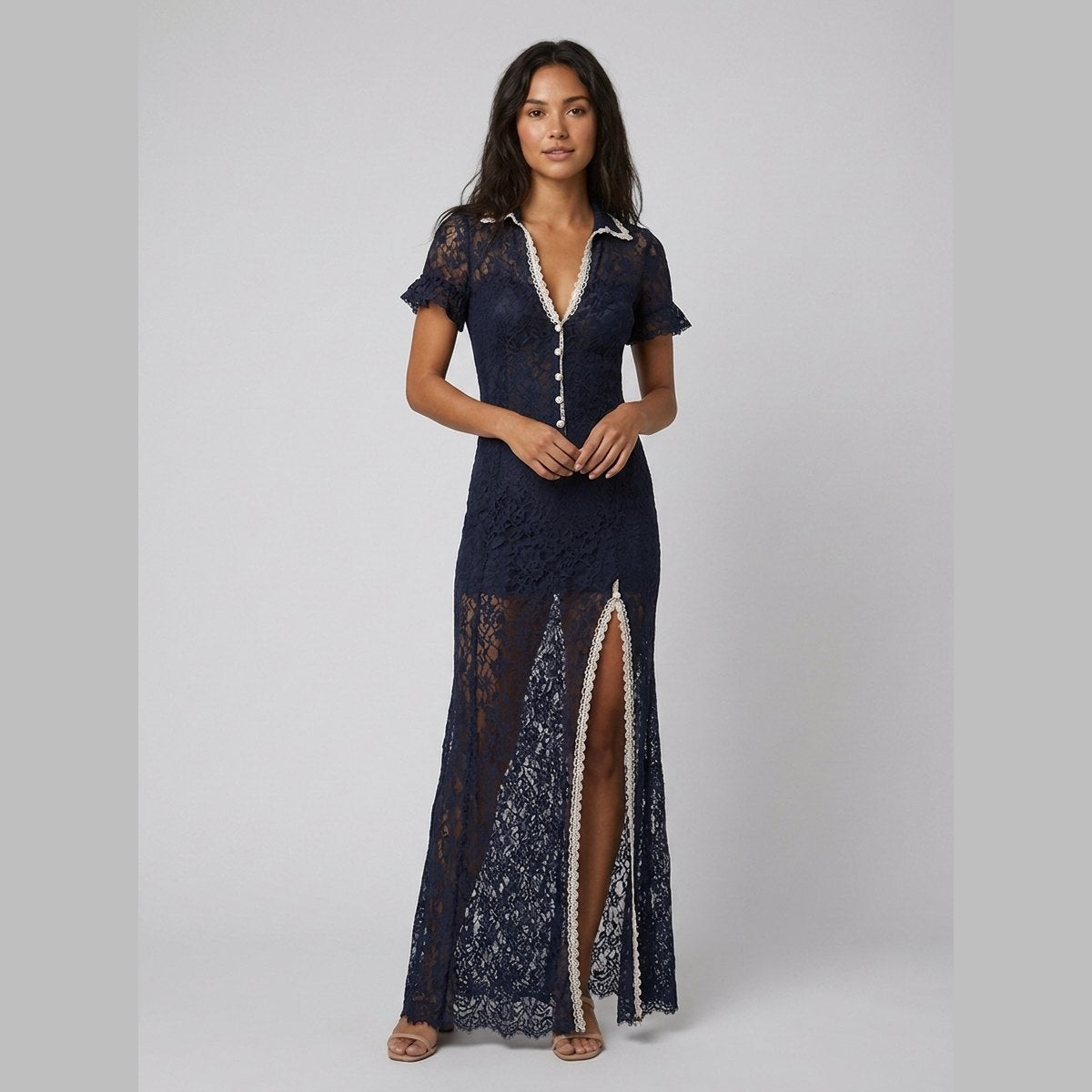 Bora | Midi Dress Vintage Boho Floral Lace, Lightweight Summer Wedding Guest Dress