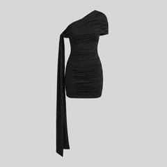 Bree Women's Dress | Black One-Shoulder Bodycon Mini Cocktail Dress