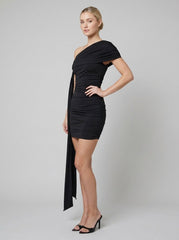 Bree Women's Dress | Black One-Shoulder Bodycon Mini Cocktail Dress