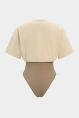 Breezy Bodysuit | Asymmetrical Short Sleeve, Soft Fabric