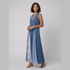 Breezy | Denim Dress Asymmetrical Patchwork, Comfortable Fit for Women