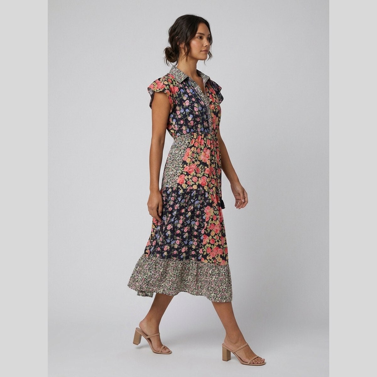 Breezy | Floral Midi Dress Cotton Blend, Flattering Fit