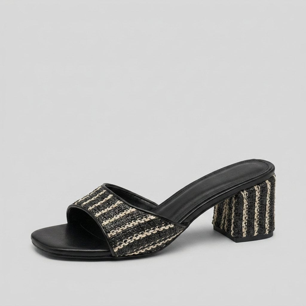 Breezy | Heeled Sandals Raffia Upper, Padded Insole