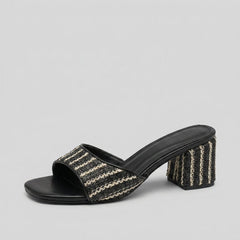 Breezy | Heeled Sandals Raffia Upper, Padded Insole