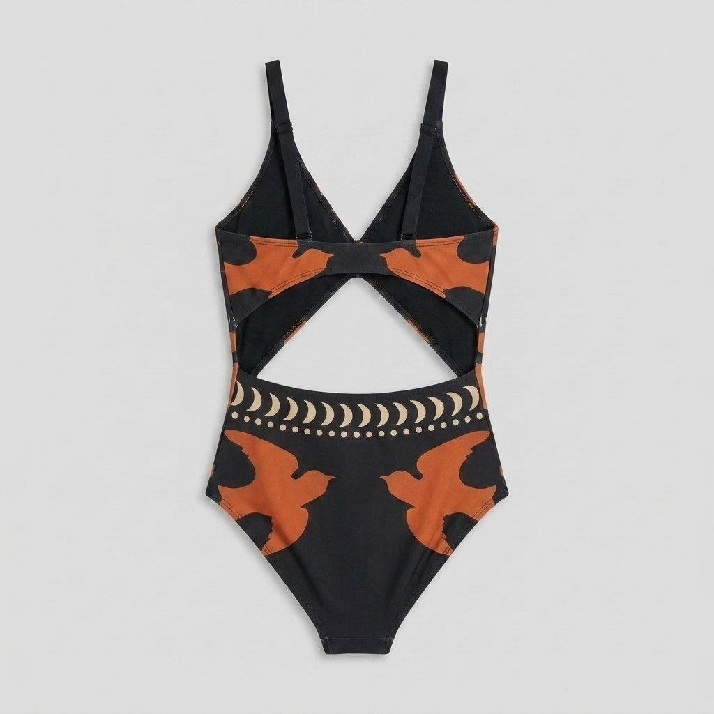 Breezy |Swimwear Bird Print, Medium Stretch One Piece Swimsuit
