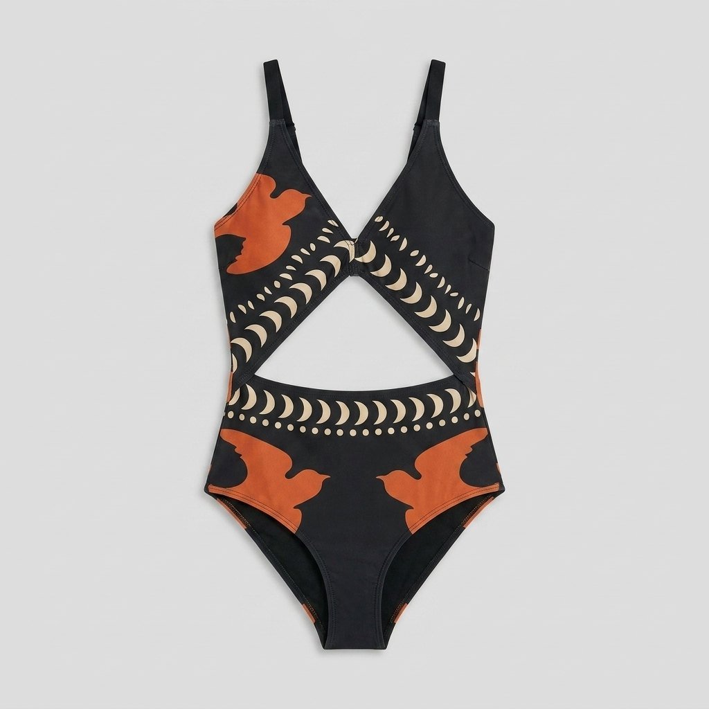 Breezy |Swimwear Bird Print, Medium Stretch One Piece Swimsuit