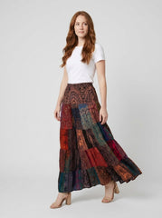 Brielle Maxi Skirt | Lightweight Rayon, Boho Patchwork Design