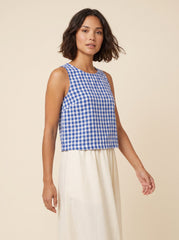 Bryn Women's Top | Lightweight Gingham Tank Top, Sleeveless Design
