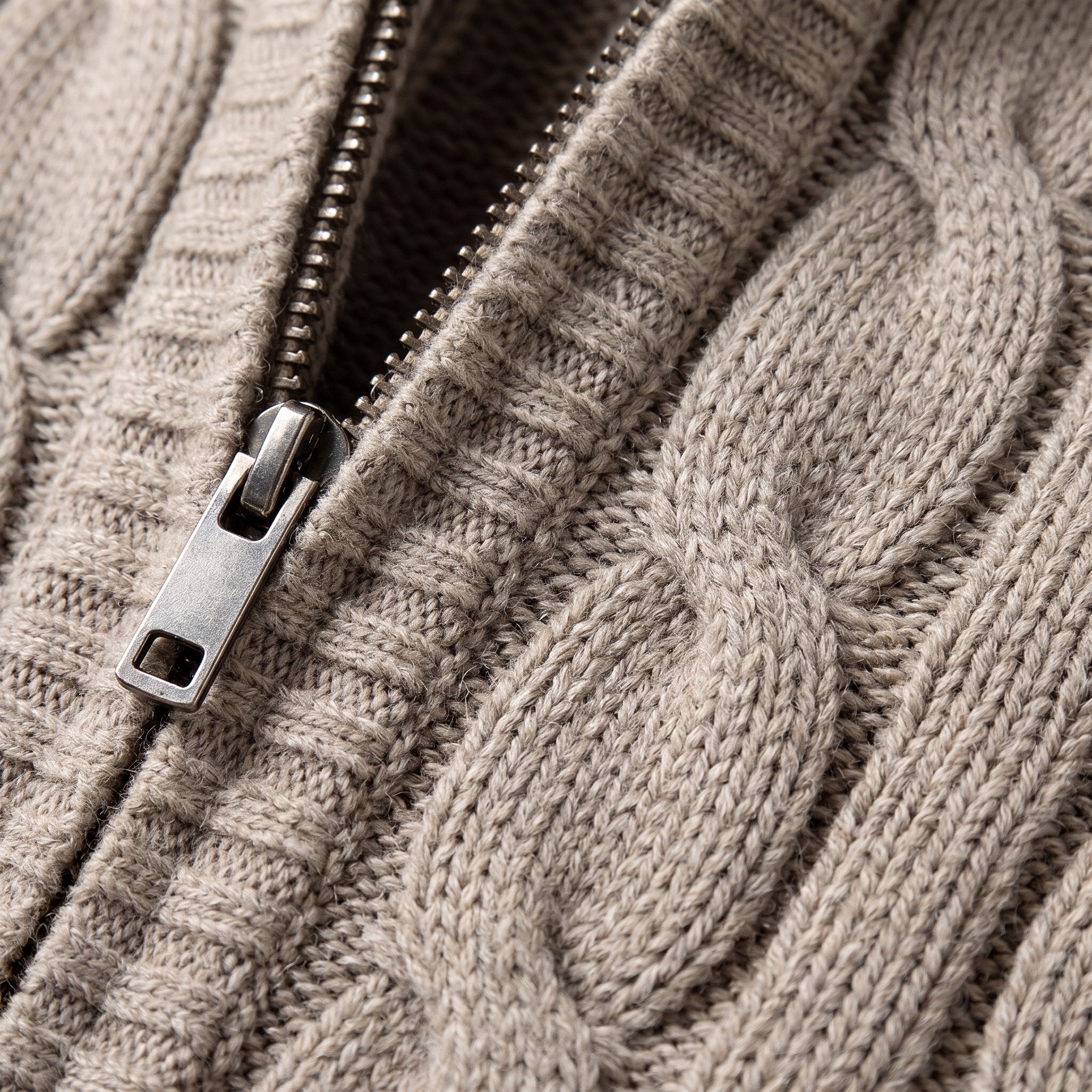 Cable Knit Sweater Vest | Full-Zip Front | Soft Wool Blend Layer