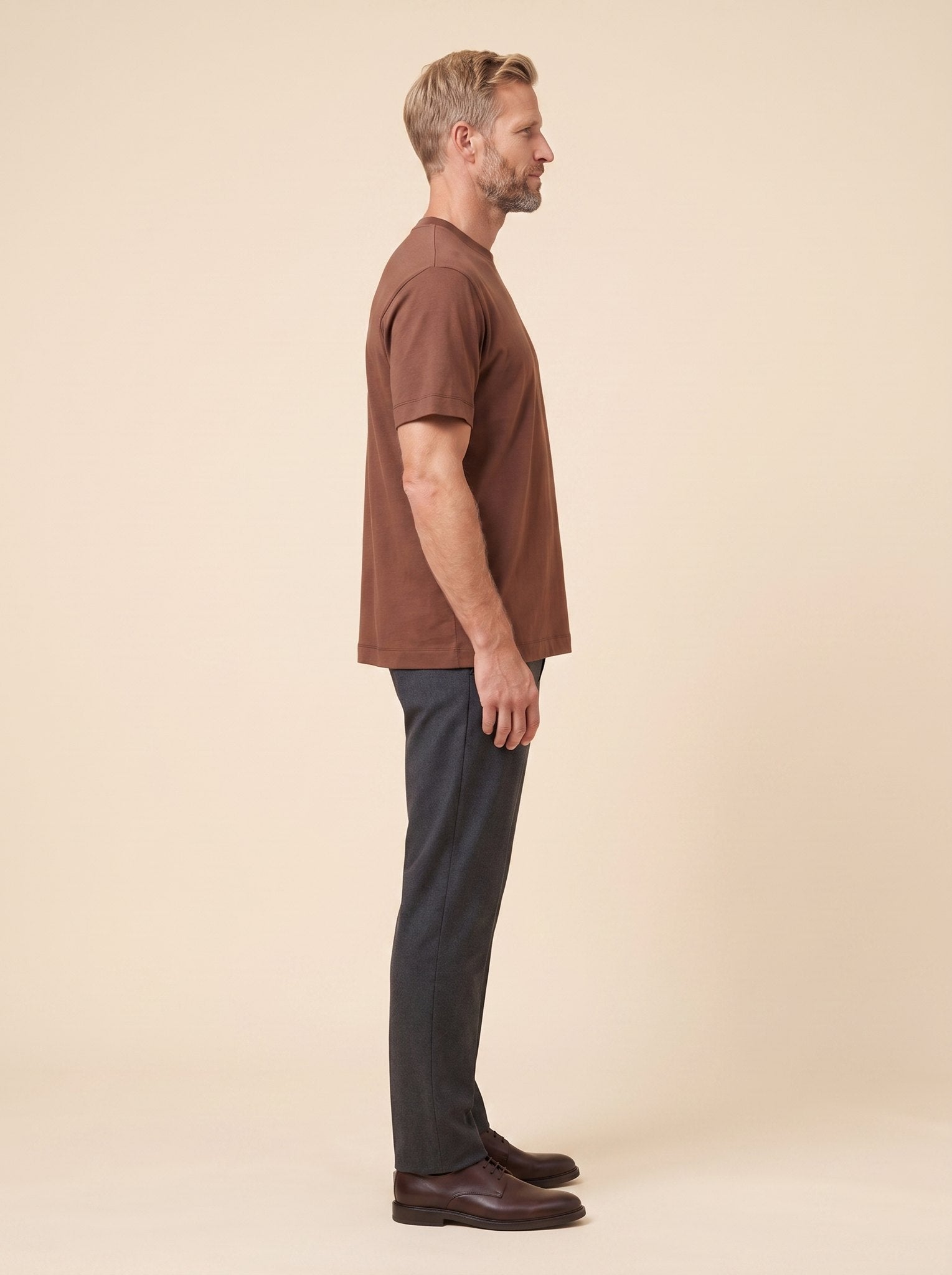 Caden Oversized T Shirt | Relaxed Fit, Brushed Cotton, Chestnut