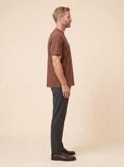 Caden Oversized T Shirt | Relaxed Fit, Brushed Cotton, Chestnut