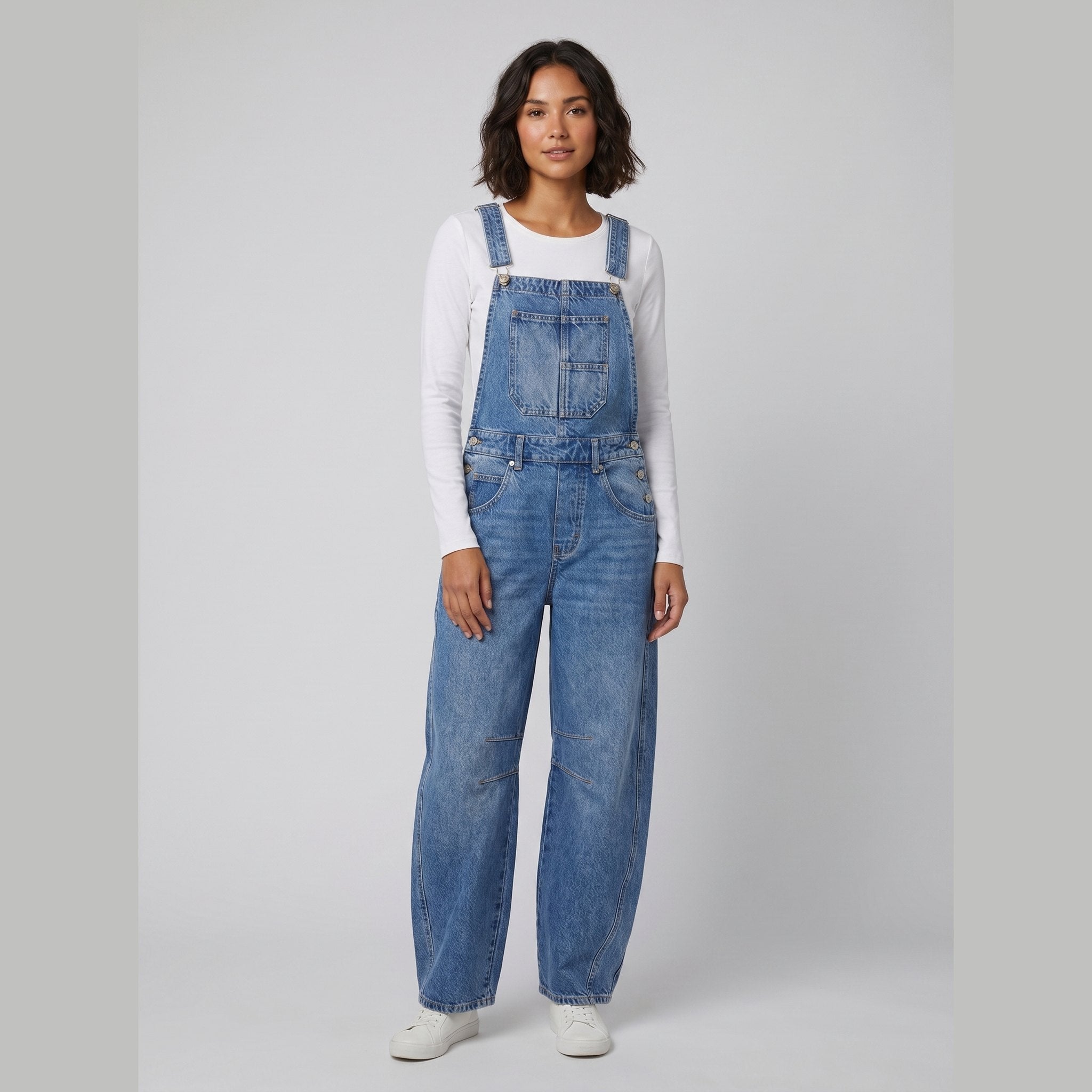 Cali | Denim Overalls for Women Soft-Washed Cotton, Wide-Leg Design