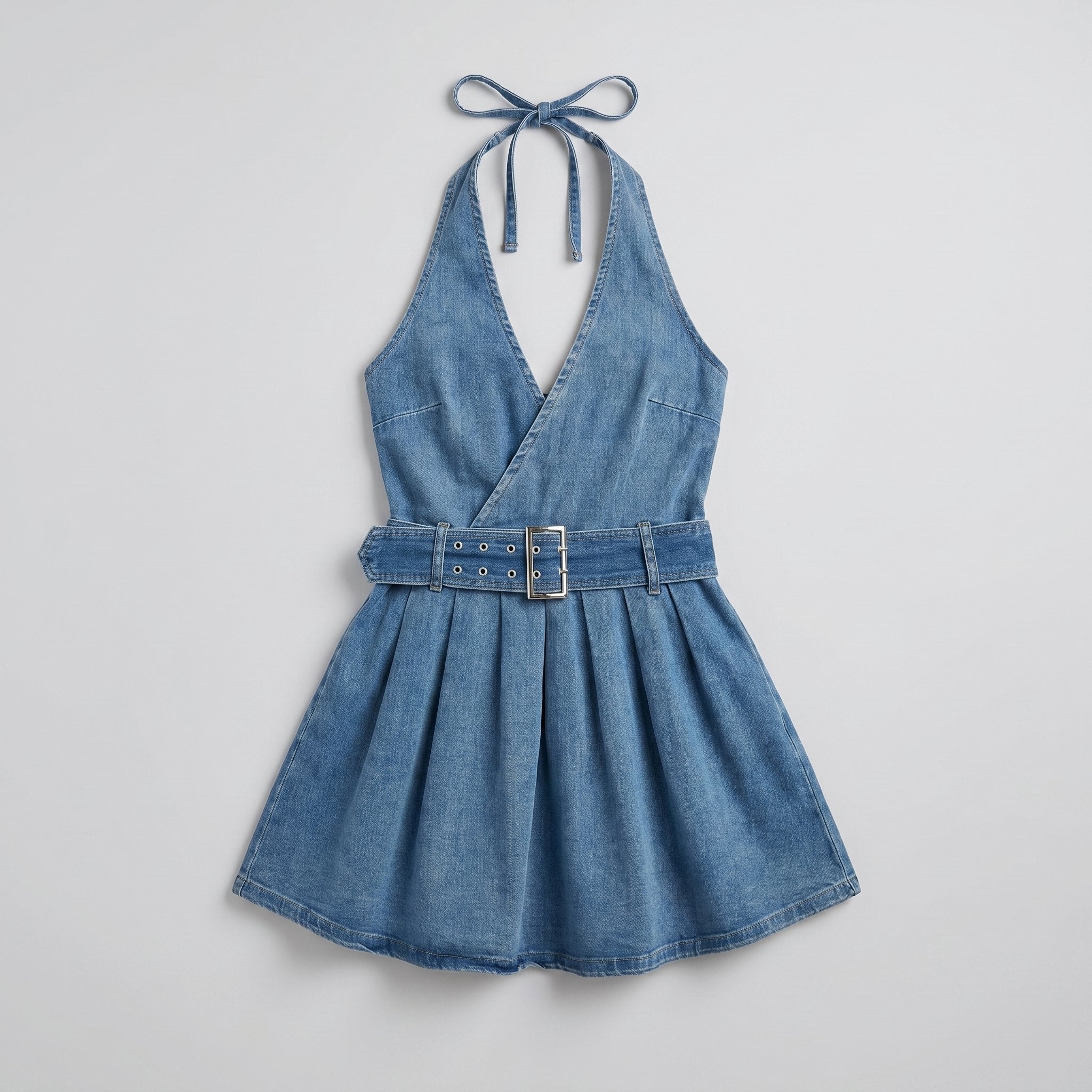 Celeste | Halter Denim Dress