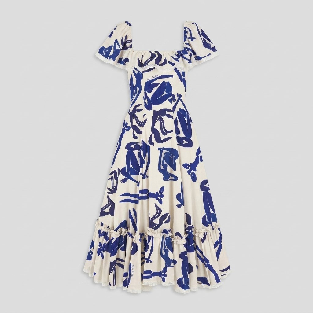 Celeste | Midi Dress Sheer Cotton Gauze, Corseted Back for Summer Weddings