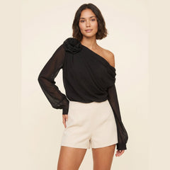 Chic | One Shoulder Blouse Asymmetrical Chiffon Design, Regular Fit