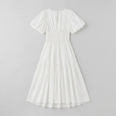 Citrine | Women's Dress Lightweight Cotton Midi with Balloon Sleeves