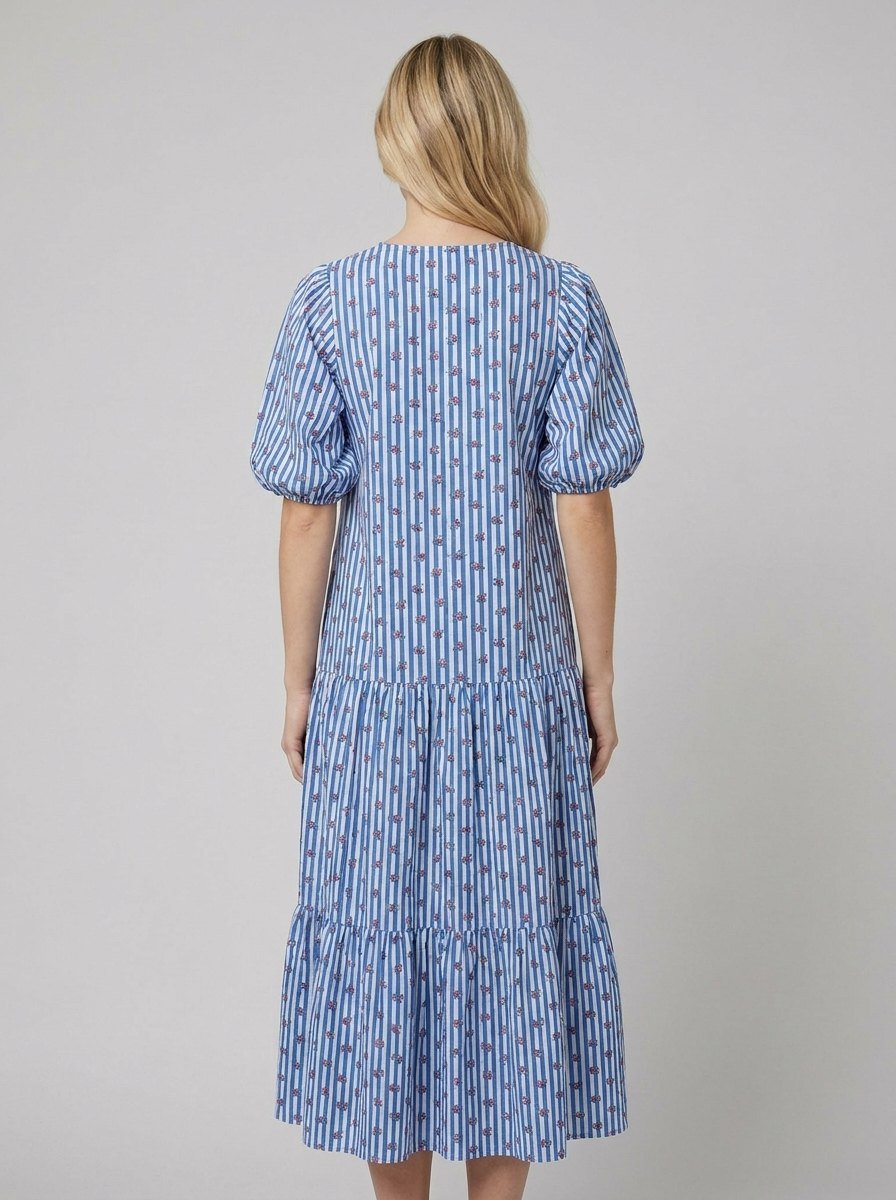 Citrus | Tara Dress Lightweight Cotton Sundress with V-Neckline and Balloon Sleeves