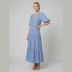 Citrus | Tara Dress Lightweight Cotton Sundress with V-Neckline and Balloon Sleeves