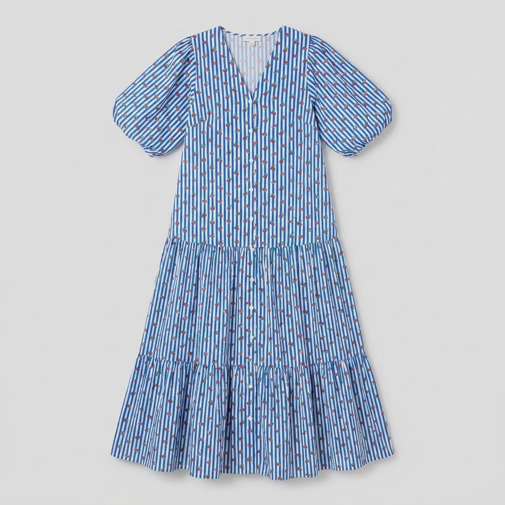 Citrus | Tara Dress Lightweight Cotton Sundress with V-Neckline and Balloon Sleeves