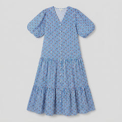 Citrus | Tara Dress Lightweight Cotton Sundress with V-Neckline and Balloon Sleeves