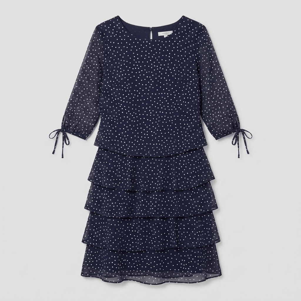 Cleo Classic Dress | Elegant Polka Dot Layered Design