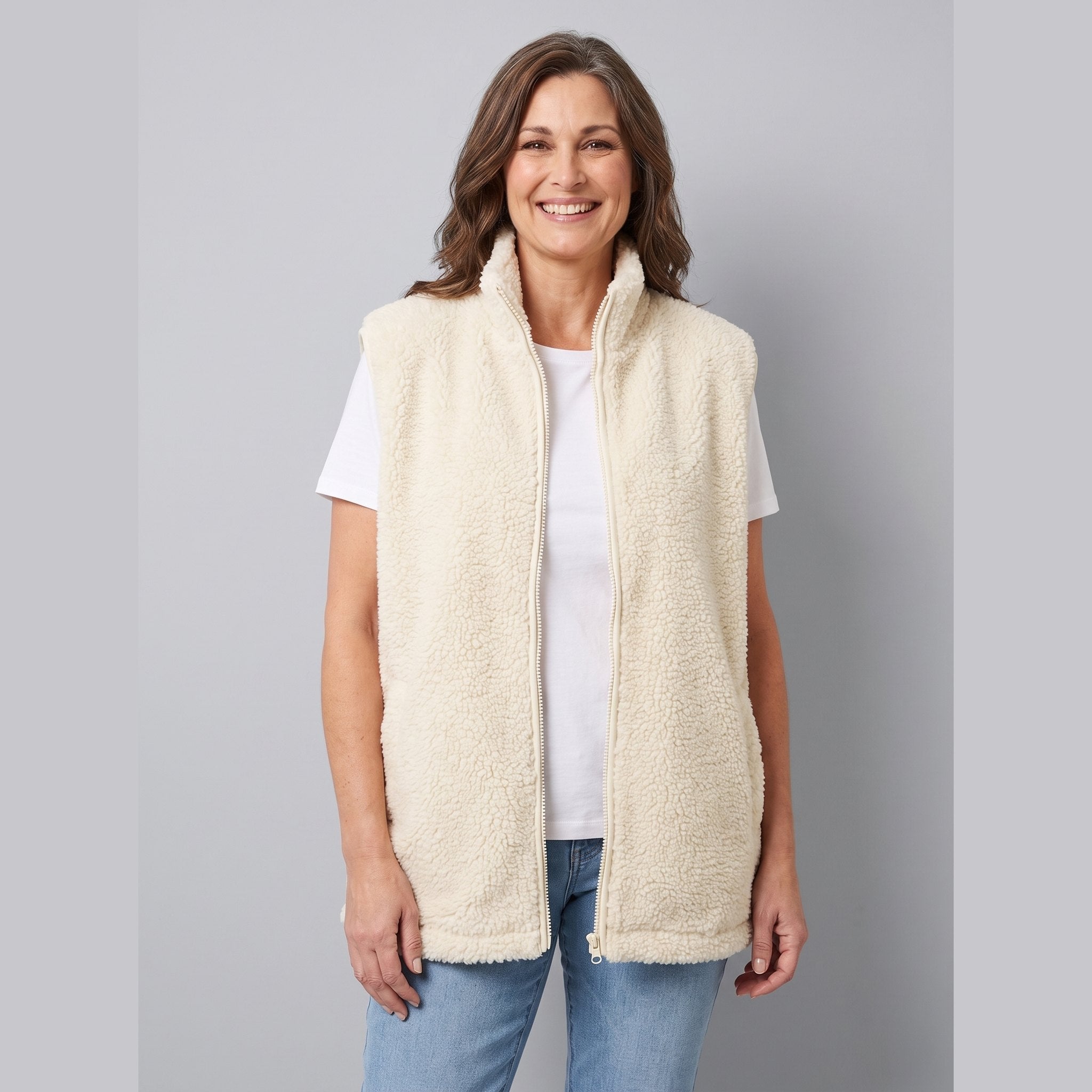 Cleo Fleece Vest Women | High-Pile Sherpa, Oversized Fit