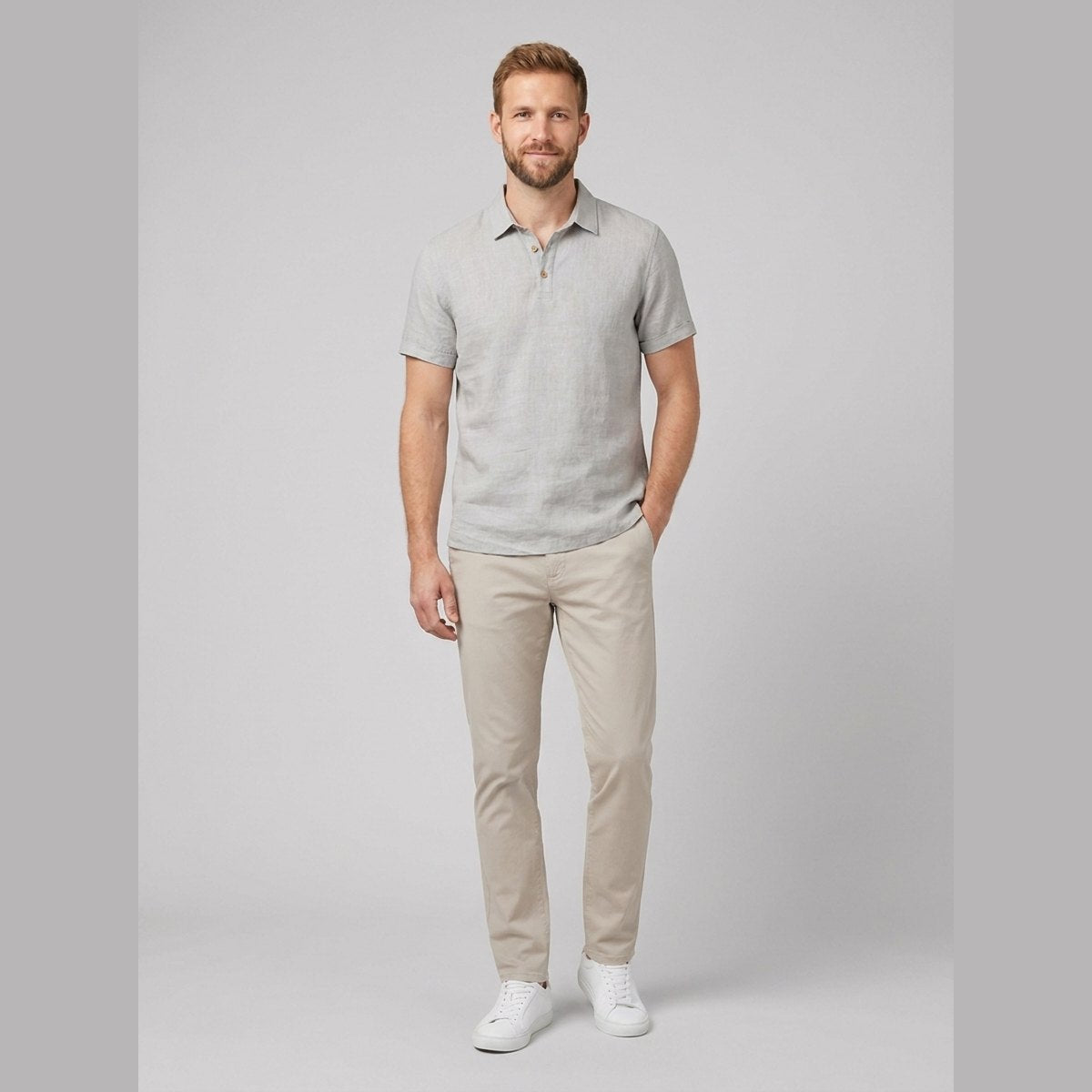 Cobalt | Men's Polo Shirt Breathable Linen, Classic Fit