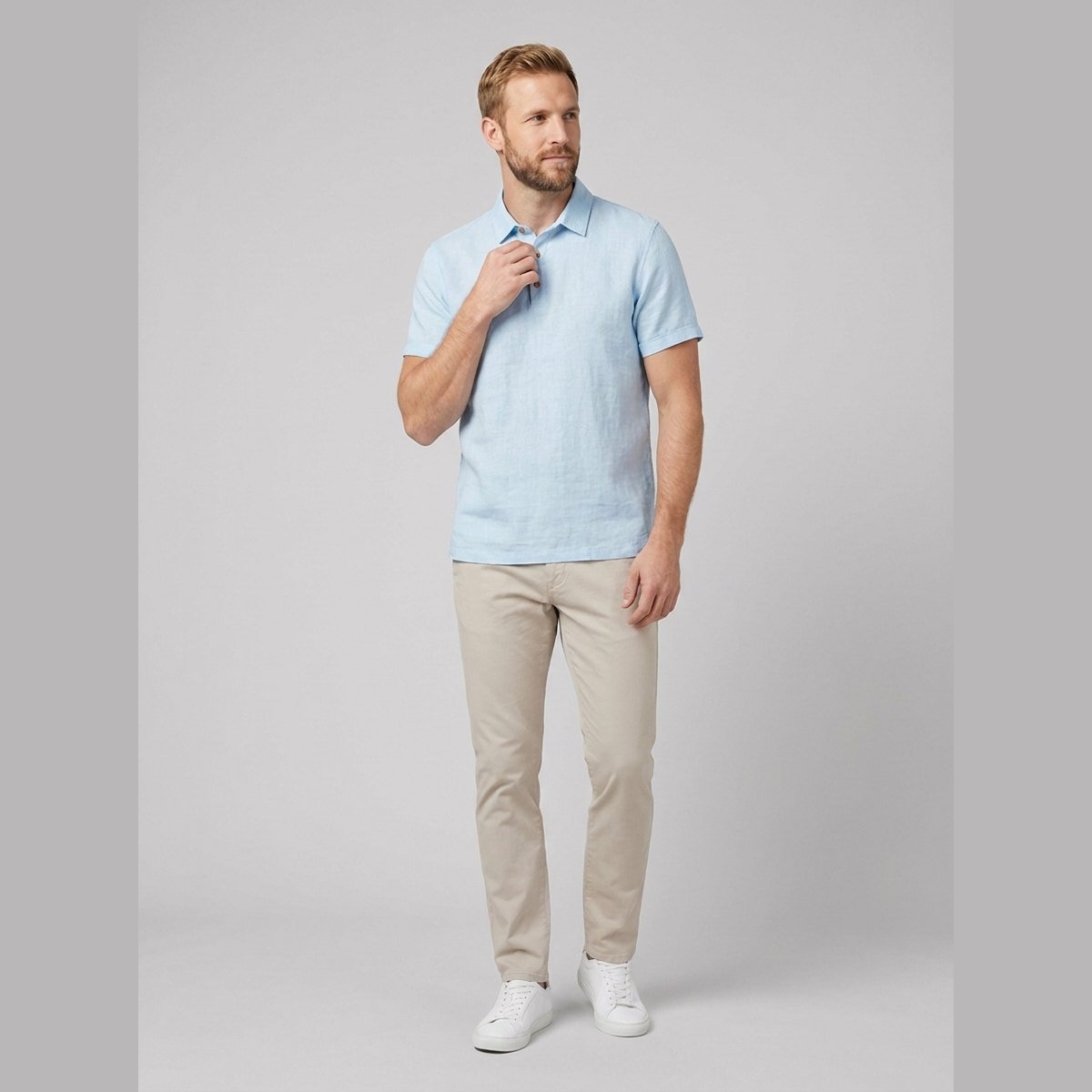 Cobalt | Men's Polo Shirt Breathable Linen, Classic Fit