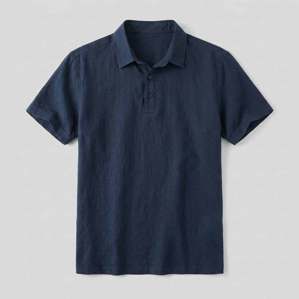 Cobalt | Men's Polo Shirt Breathable Linen, Classic Fit