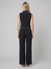 Cora Blazer Set for Women | Regular Fit, Contrast Piping, Slight Stretch