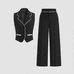 Cora Blazer Set for Women | Regular Fit, Contrast Piping, Slight Stretch