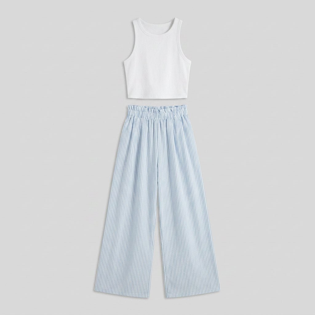 Cora | Tank Top and Pants Set Breathable Cotton, Striped Design