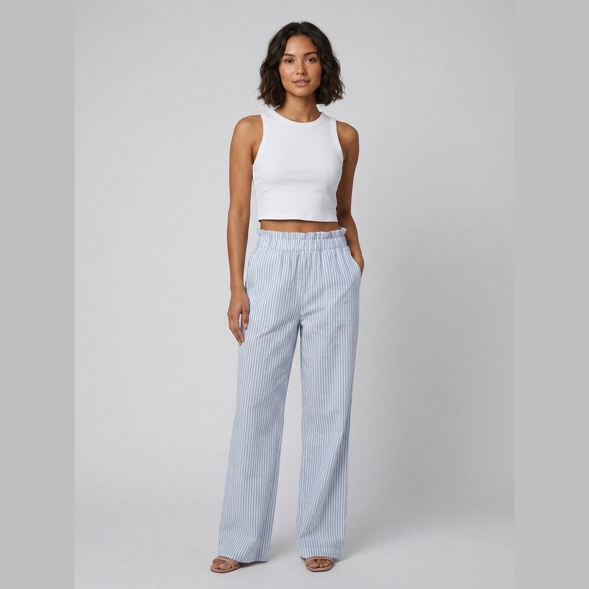 Cora | Tank Top and Pants Set Breathable Cotton, Striped Design