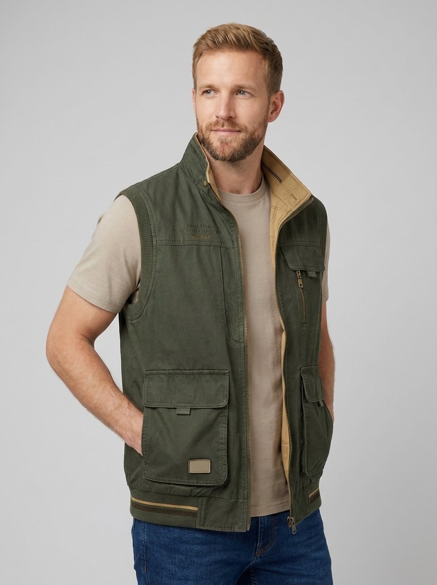 Crispin | Sleeveless Vest With Multi Pocket