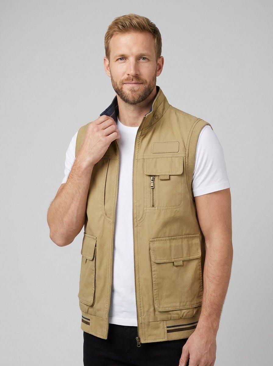 Crispin | Sleeveless Vest With Multi Pocket