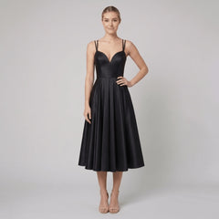 Dalia | Midi Dress Deep V Neck, A-Line Skirt, Lightweight Fabric
