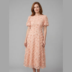 Dara Floral Midi Dress | Lightweight, Puff Sleeves, Wedding Guest Dresses